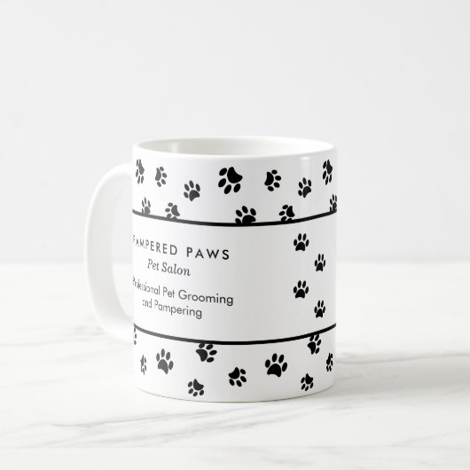 Custom Black Paw druckt Beruflich Pet Salon Kaffeetasse (Vorderseite Links)