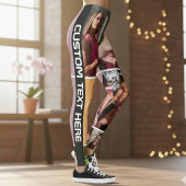 Custom Black Photo Collage Leggings with Text