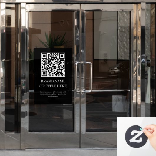 Custom Black QR Code | Modern Minimalist Business Fensteraufkleber (Büro Tür)