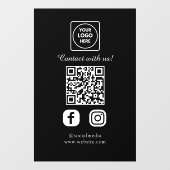 Custom Black QR Code | Social Media Display Fensteraufkleber (Blatt)