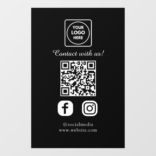 Custom Black QR Code | Social Media Display Fensteraufkleber (Blatt)