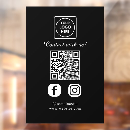 Custom Black QR Code | Social Media Display Fensteraufkleber (Blatt 2)