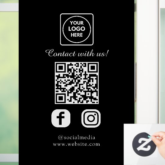 Custom Black QR Code | Social Media Display Fensteraufkleber (Zuhause)