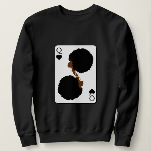 Custom BLACK QUEEN CARD Afro Hair Sweatshirt (Design vorne)