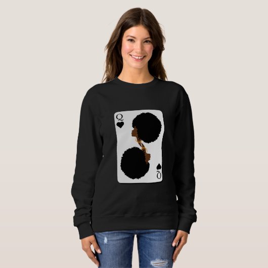 Custom BLACK QUEEN CARD Afro Hair Sweatshirt (Vorne ganz)