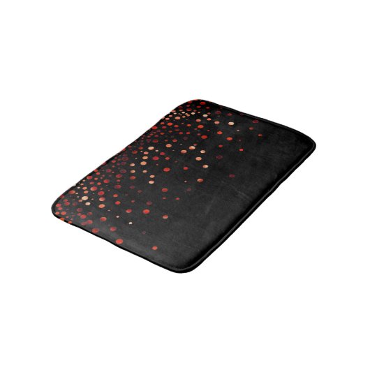 Custom Black Red Glitzer Confetti Personalisiert Badematte (Schrägansicht)