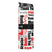 Custom Black Red Multilingual Danke Word Cloud Thermosbecher (Nach rechts gedreht)