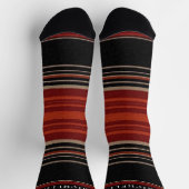 Custom Black Red Orange White Stripes Aztec Socken (Oben)