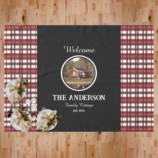 Custom Black Red Plaid Farmhouse Style Tischdecke