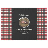 Custom Black Red Plaid Farmhouse Style Tischdecke (Vorderseite (Horizontal))