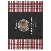 Custom Black Red Plaid Farmhouse Style Tischdecke (Vorderseite)