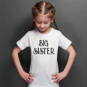 Custom Black Retro Typografie Big Sister T-Shirt