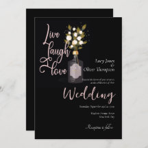 Custom Black Romantic Floral Wedding Card mit/ Quo