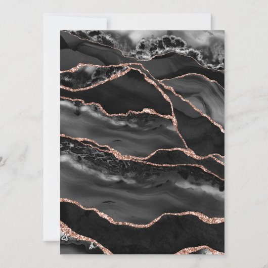 Custom Black Rose Gold Foil Agate Hochzeit Einladung (Rückseite)