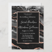 Custom Black Rose Gold Foil Agate Hochzeit Einladung (Vorderseite)