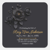 Custom Black Rose Remembrance Candle Sticker (Vorderseite)