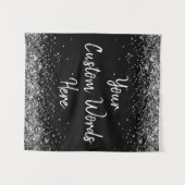 Custom Black & Silver Personalisierte Geburtstagsp Wandteppich (Vorderseite (Horizontal))