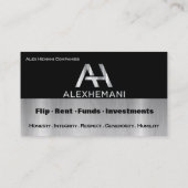 Custom - Black Silver Steel Monogramm Visitenkarte (Rückseite)