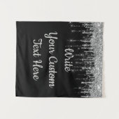 Custom Black Silver Wedding Backend Geburtstag Dro Wandteppich (Vorderseite (Horizontal))