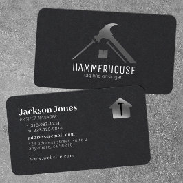 Custom Black + Silver Zuhause Gebäude Construction Visitenkarte