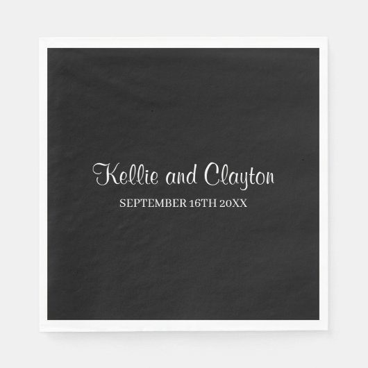 Custom Black Simple Wedding Napkins Serviette (Vorderseite)