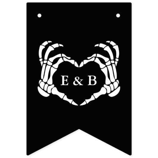 Custom Black Skeleton Decoration Til Death Wedding Wimpelkette (Zweite Fahne)