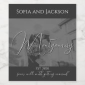 Custom Black Sleek Wedding Celebration Weinlabel Weinetikett (Einzelnes Label)