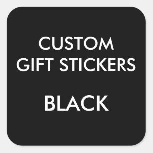 Custom BLACK SQUARE Large Gift Stickers Template