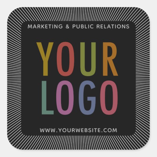 Custom Black Square Stickers mit Firmenlogo (Vorderseite)