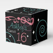 Custom Black Sweet 16 Birthday Gefälligkeitsboxen Geschenkschachtel (Vorderseite)