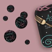 Custom Black Sweet 16 Geburtstag Konfetti