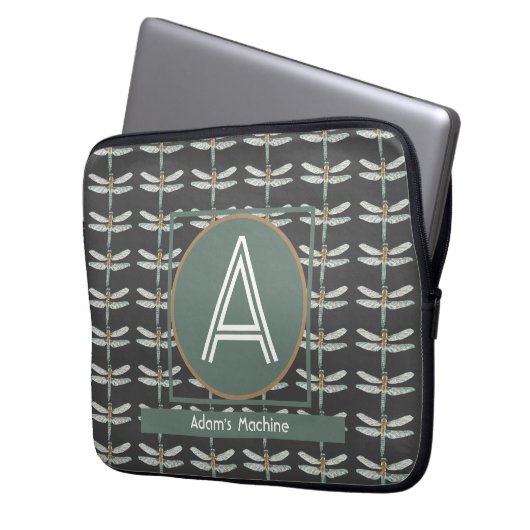 CUSTOM BLACK TRENDY DRAGONFLY LAPTOPSCHUTZHÜLLE (Vorderseite Links)