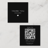 Custom Black Typografy Business QR Code Vielen Dan Rabattkarte (Vorne/Hinten)