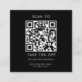 Custom Black Typografy Business QR Code Vielen Dan Rabattkarte (Rückseite)