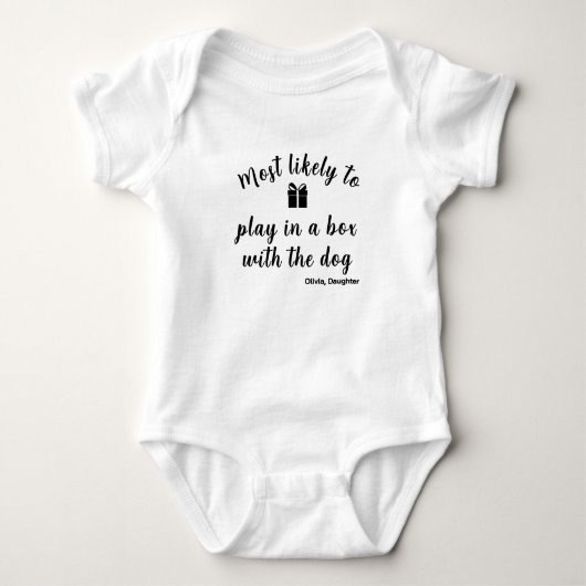 Custom Black Typography Matching Family Holiday Baby Strampler (Vorderseite)