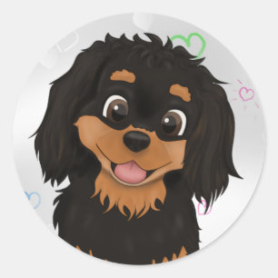 Custom Black und Tan Cavalier Spaniel   Runder Aufkleber