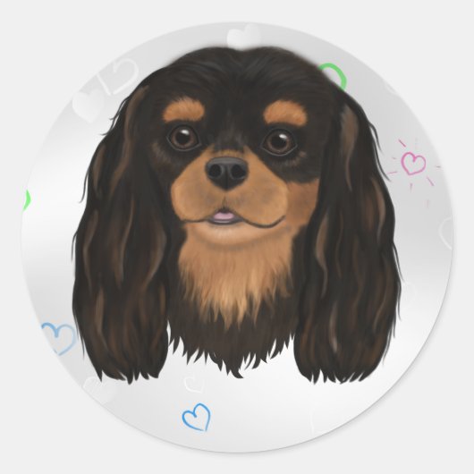 Custom Black und Tan Cavalier Spaniel Runder Aufkleber (Vorderseite)