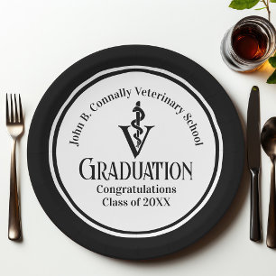 Custom Black Veterinary School Graduation Party Pappteller