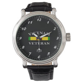 Custom Black Vintag Leather Beobachten Vietnam Vet Armbanduhr