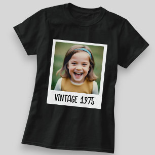Custom Black Vintag Meilenstein Geburtstag Foto T-Shirt