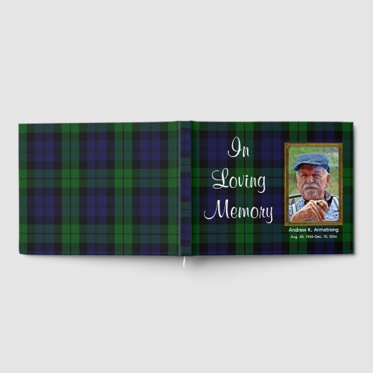 Custom Black Watch Tartan "In Love Memory" Foto Gästebuch (Voll)