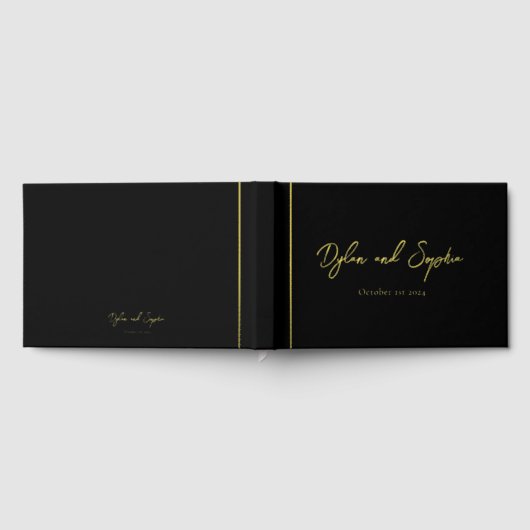 Custom Black Wedding mit Luxury Foil Letting Gästebuch (Voll)