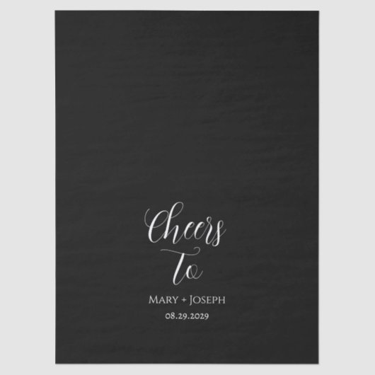 Custom Black Wedding Tissue Paper mit weißem Text Seidenpapier (Vorderseite)