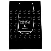 Custom Black/White Abschluss Geschenktasche Mittlere Geschenktüte (Rückseite)