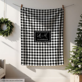 Custom Black White Buffalo Plaid Blanket for Men’s Fleecedecke