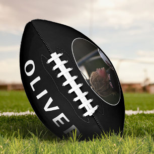 Custom Black & White Football mit Name und Foto