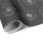 Custom Black/White Magnolia Blumenpapier Geschenkpapier (Rolleneckpunkt)