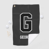 Custom Black & White Monogram - Personalisiertes G Golfhandtuch (Insitu)