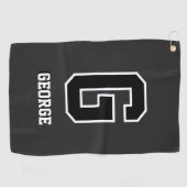 Custom Black & White Monogram - Personalisiertes G Golfhandtuch (Horizontal)