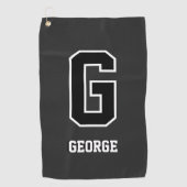 Custom Black & White Monogram - Personalisiertes G Golfhandtuch (Vorderseite)